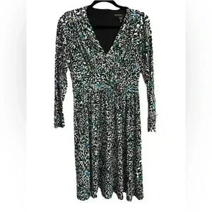 Maggie London Long Sleeve Fit And Flare Dress Size 2 Multicolor